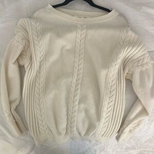 Cyrus brand cream colored sweater fifth size small is size large